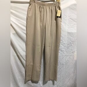 Vintage Southern Lady Tan Dress Pants Relaxed Fit Elastic Waist with pockets